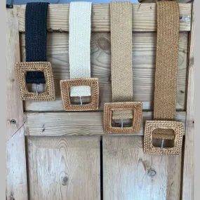 Rattan Belt Square Buckle