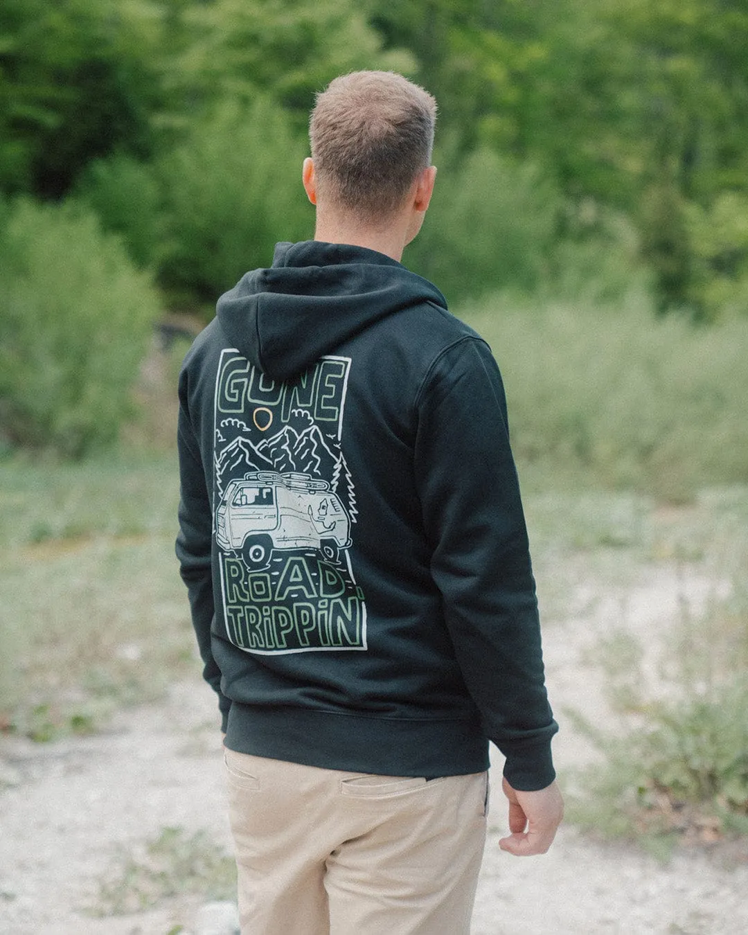 Road Trippin Organic Zip Hoodie - Black