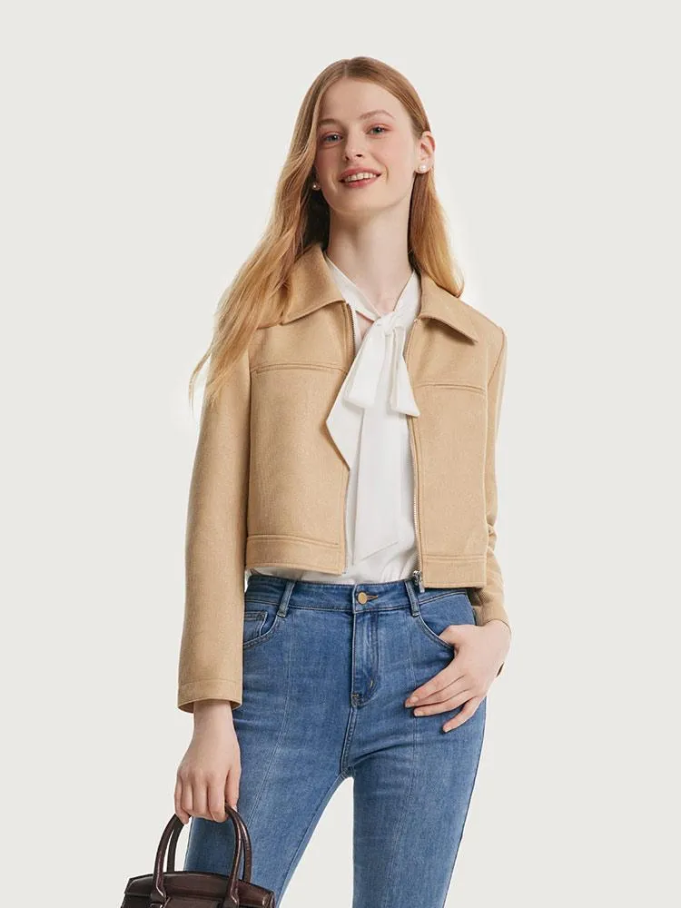 Short Faux Suede Women Jacket