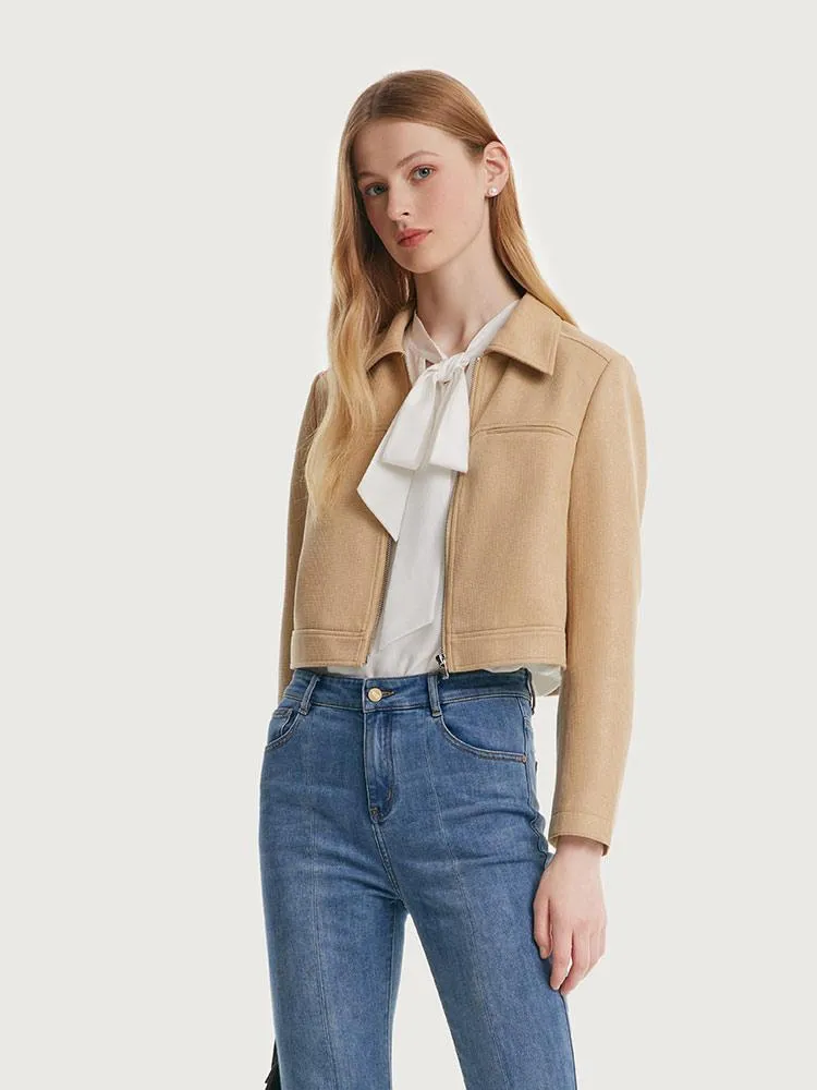 Short Faux Suede Women Jacket