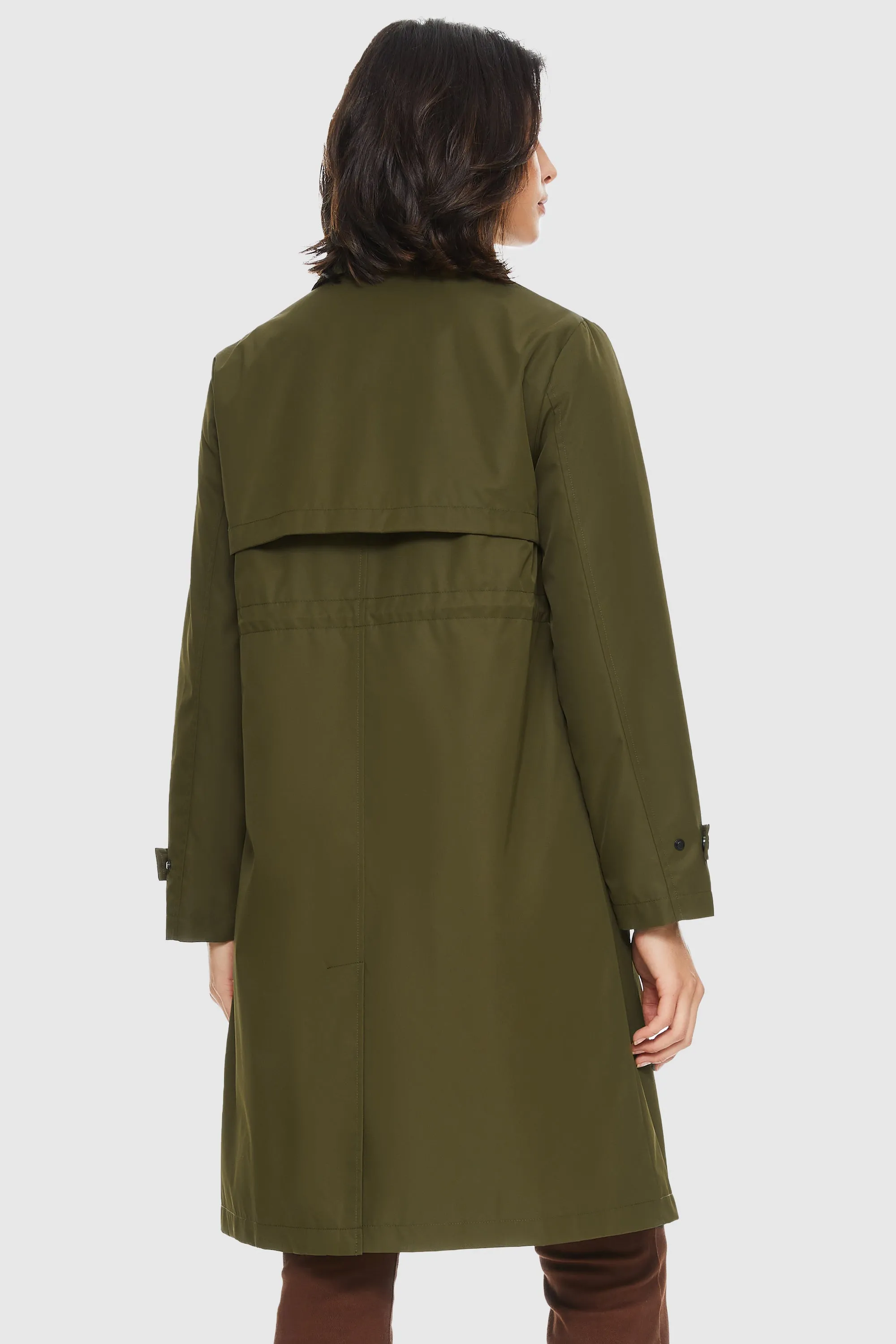 Slit Back Hem Breasted Trench Coat