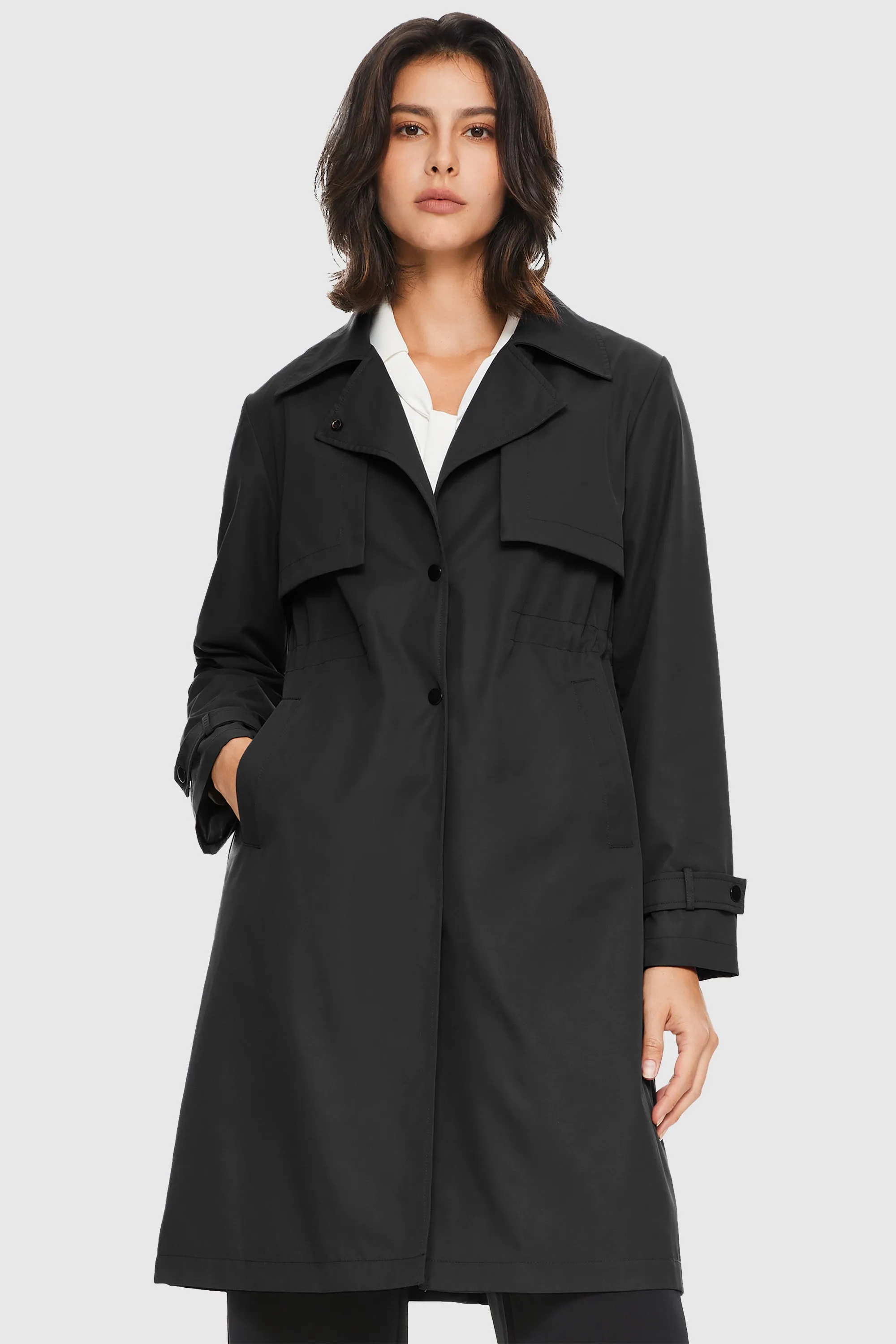 Slit Back Hem Breasted Trench Coat