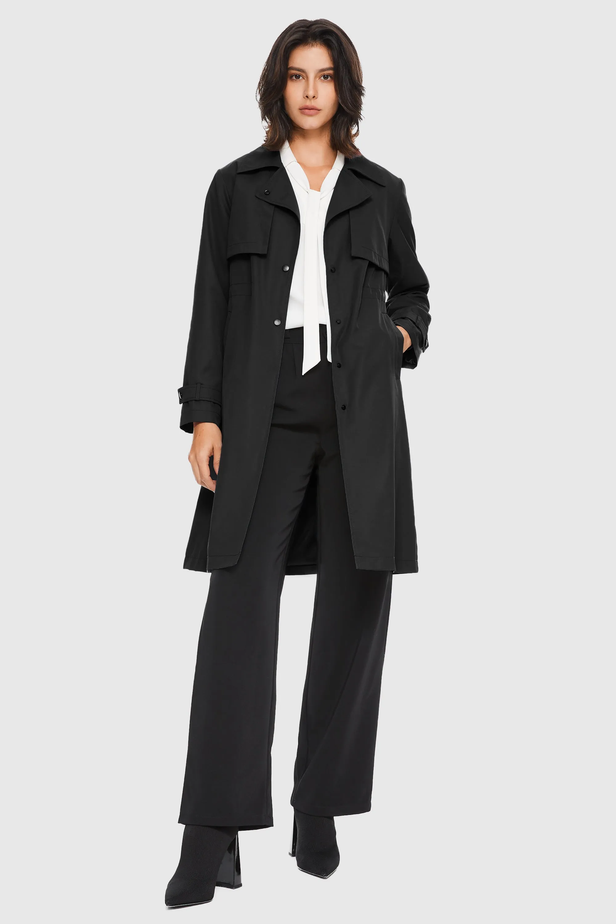 Slit Back Hem Breasted Trench Coat