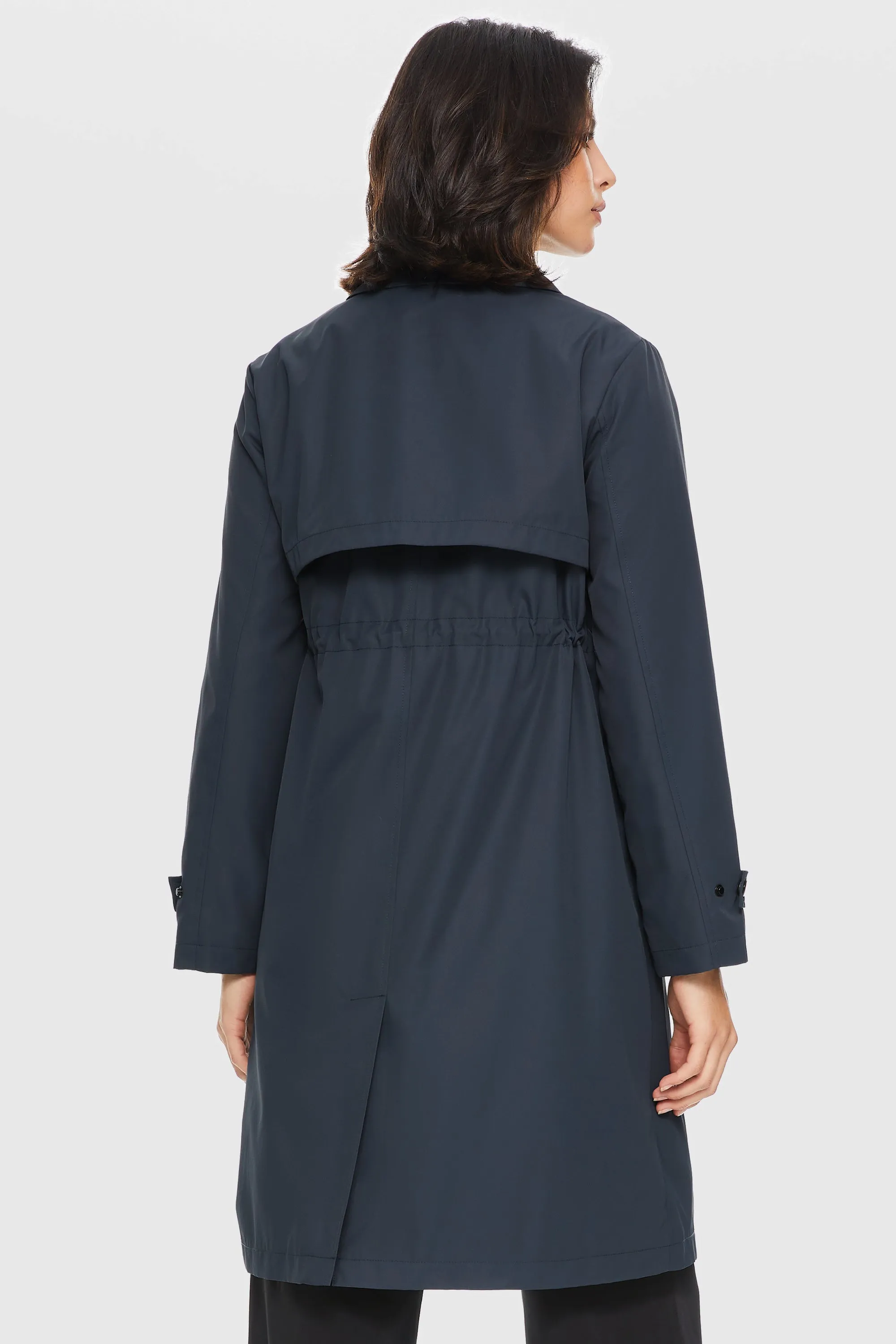 Slit Back Hem Breasted Trench Coat