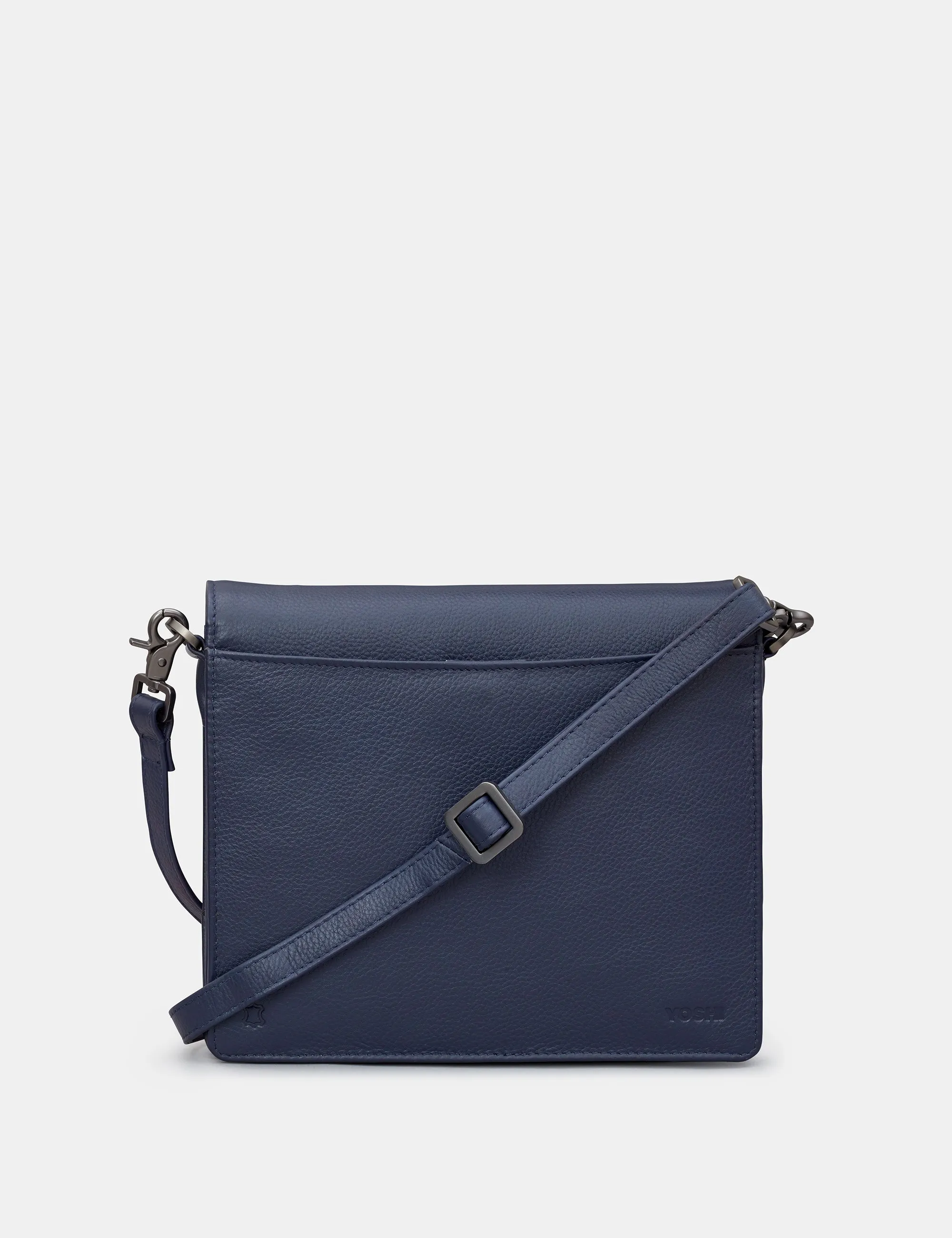 Stanton Navy Leather Flap Over Cross Body Bag