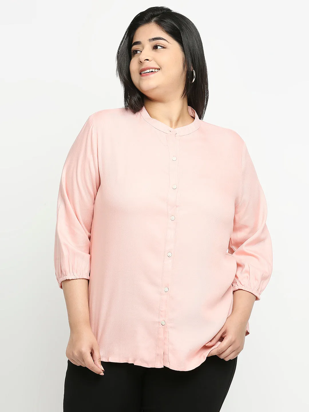 Style Quotient Plus Women Solid Nude Viscose Rayon Formal Shirt