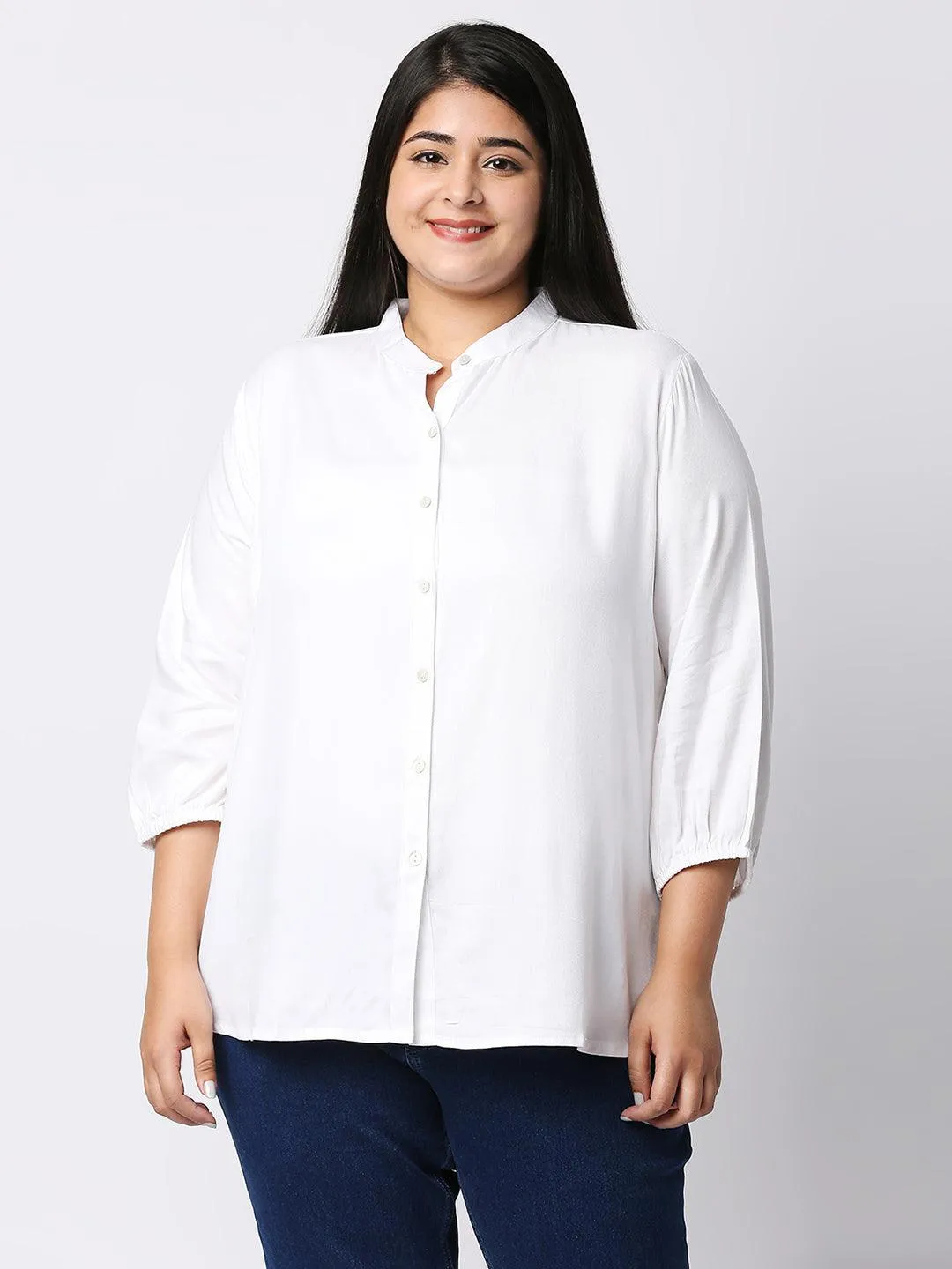 Style Quotient Plus Women Solid White Viscose Rayon Formal Shirt