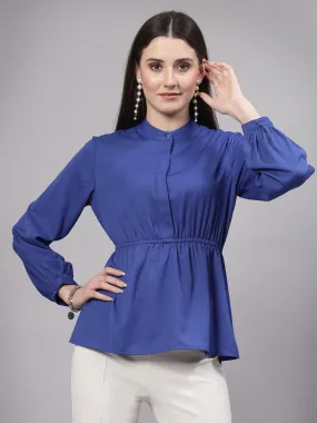 Style Quotient Women Blue Smart Peplum Top