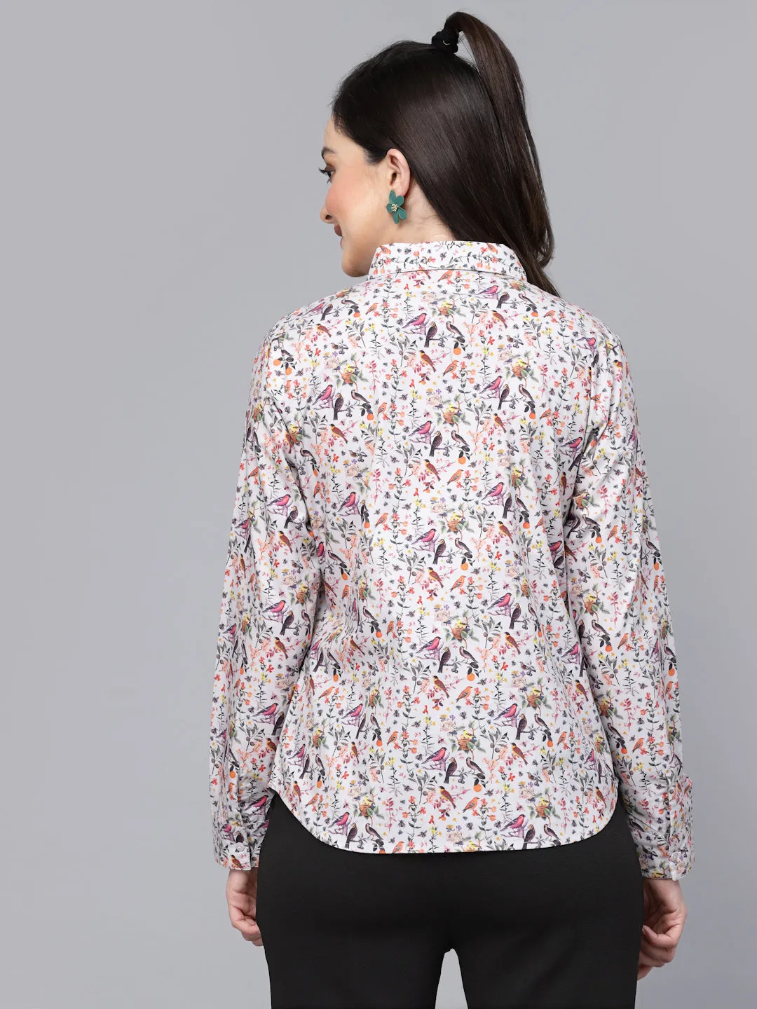 Style Quotient Women Floral Printed Grey And Multi Regular Formal Shirt