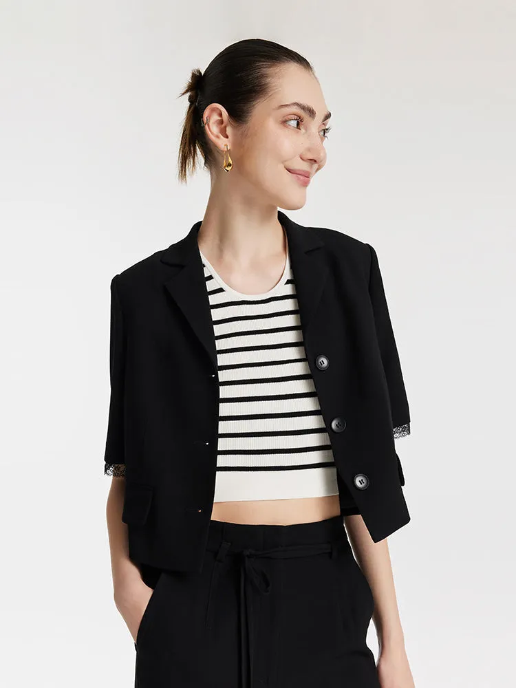 Triacetate Single-Breasted Women Crop Jacket