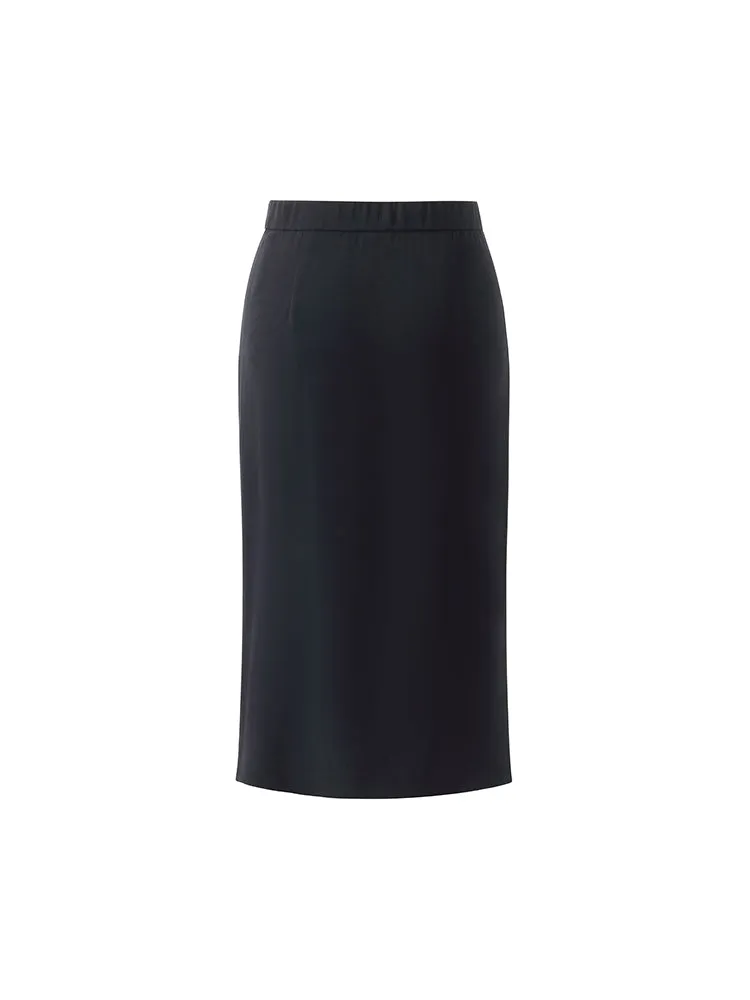 Triacetate Slit Ruched Women Half Skirt