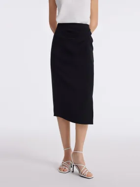 Triacetate Slit Ruched Women Half Skirt