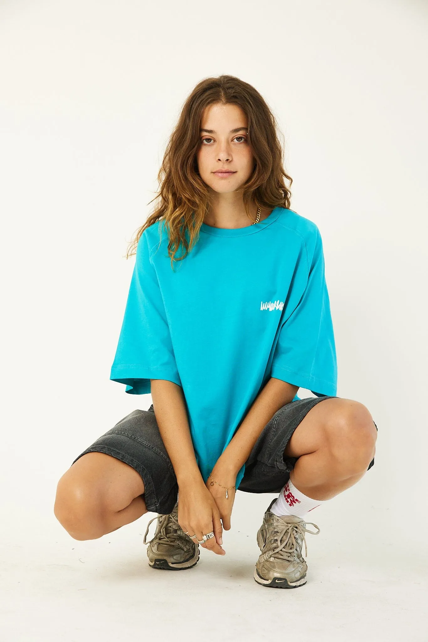 Turquoise IYS Printed Boxy Fit Tee