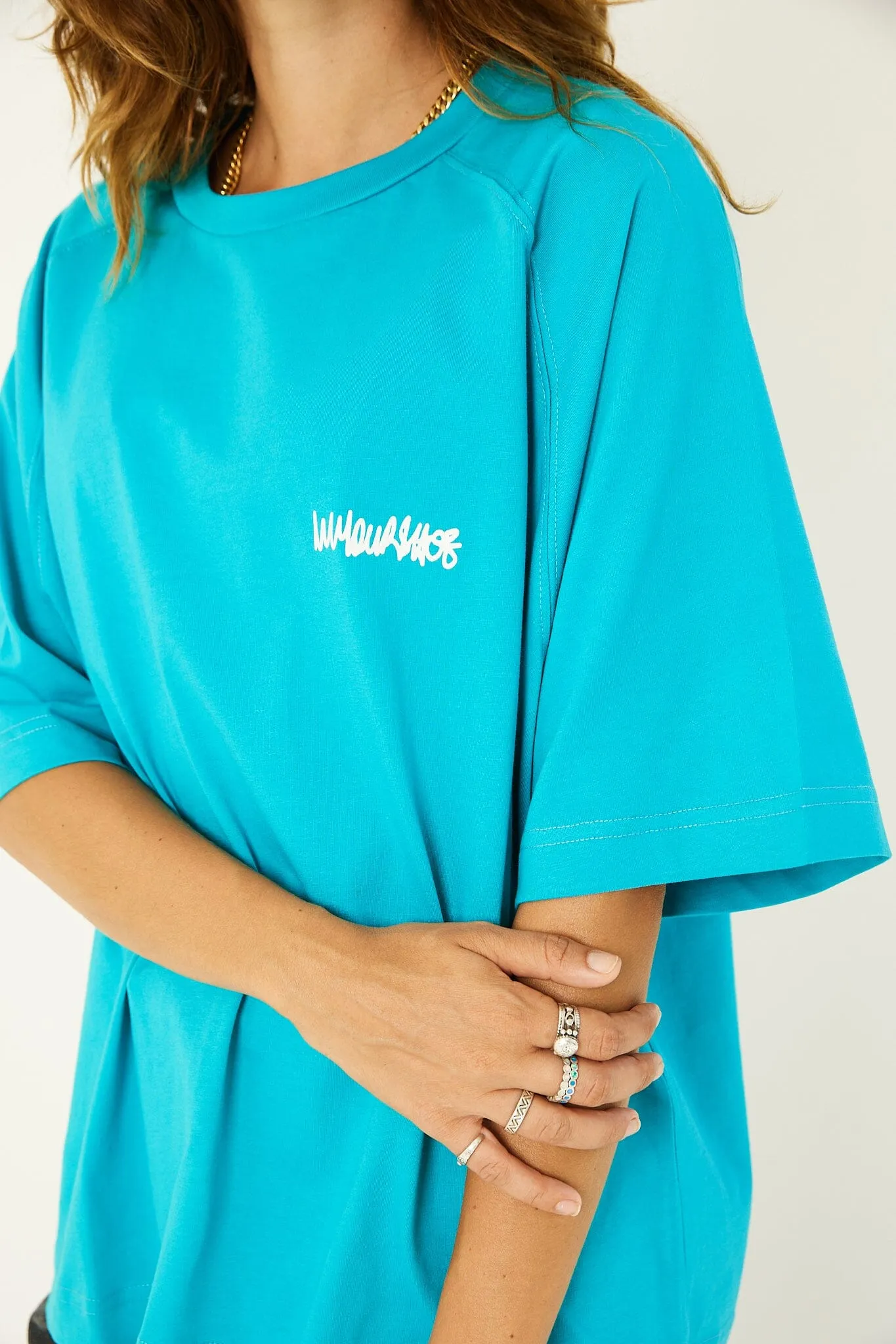 Turquoise IYS Printed Boxy Fit Tee