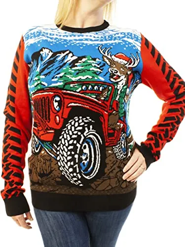 Ugly Christmas Party Sweater Off Roading Long Sleeve Sweatshirt-M Off Roading Red