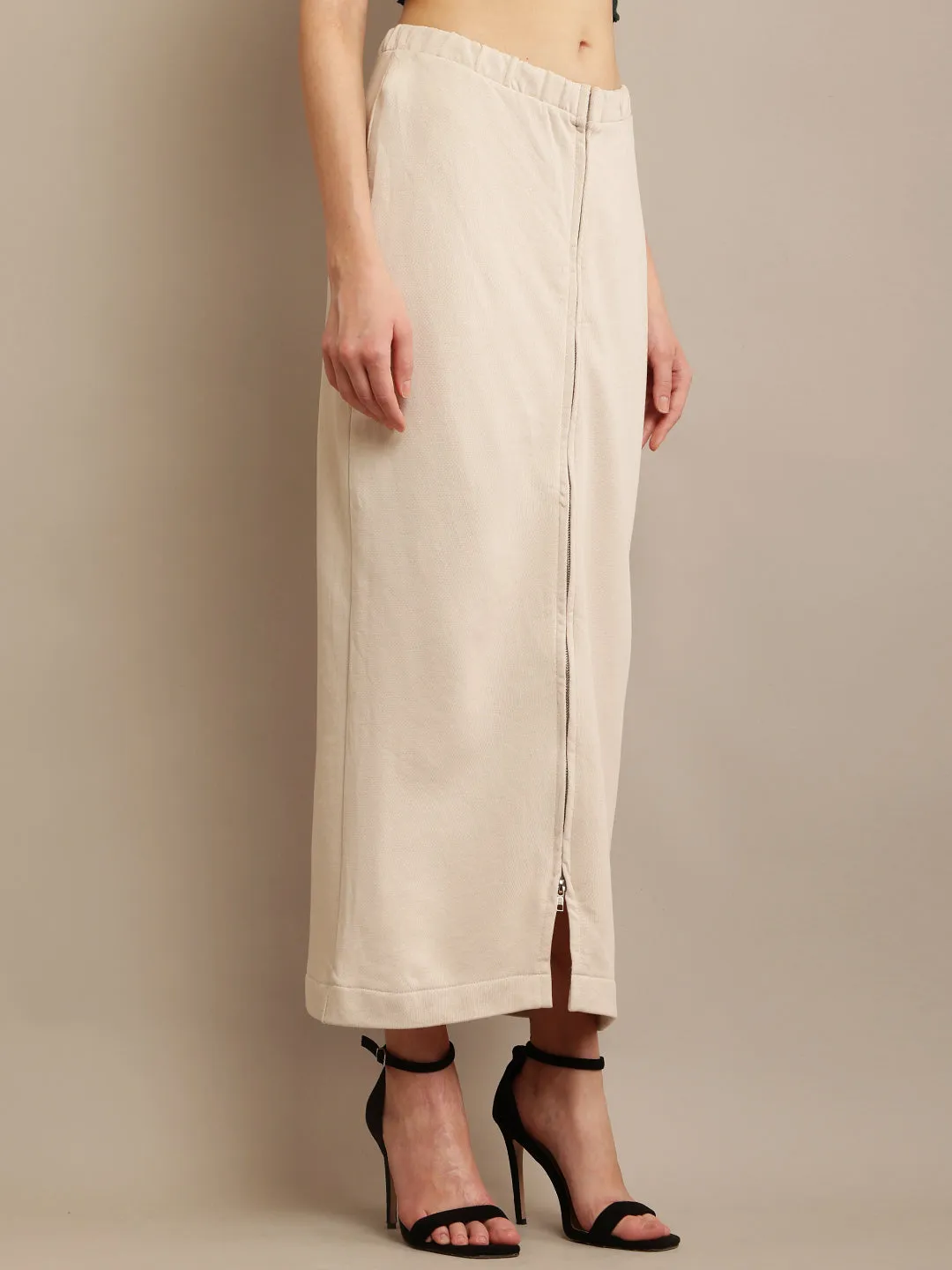 Women Beige Maxi Skirt