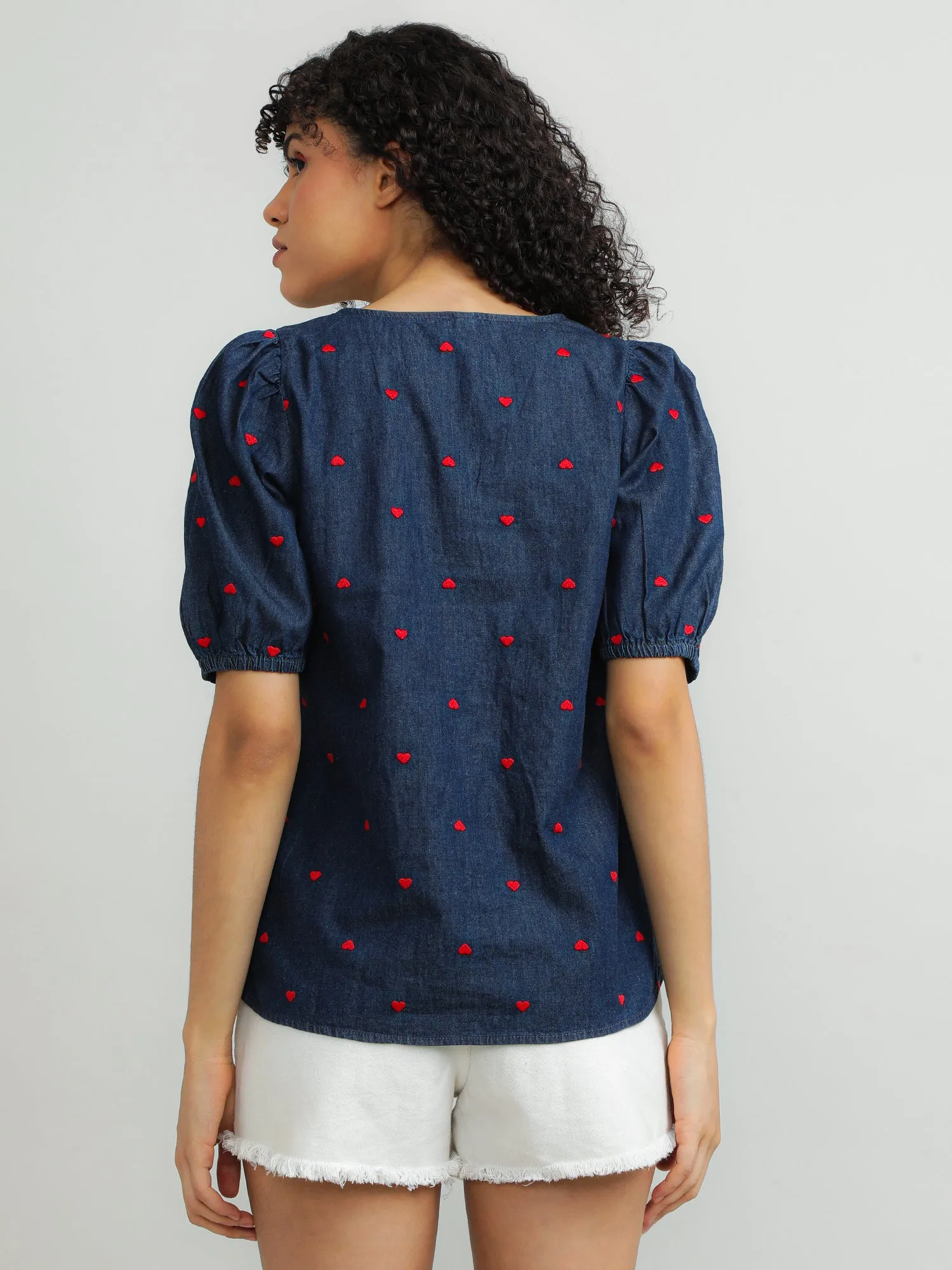 Women Cotton Navy Casual Top