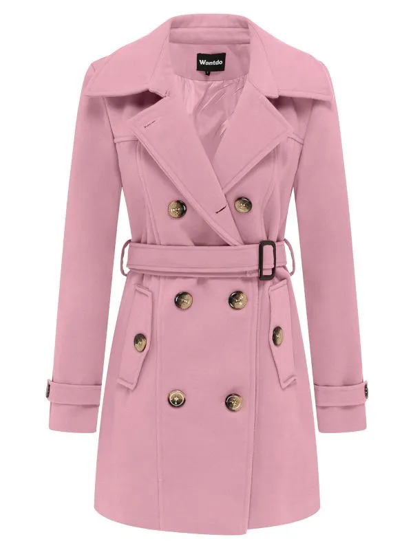 Women's Pea Coat Double Breasted Winter Trench Jacket