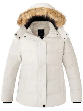 Women's Plus Size Winter Coat Quilted Puffer Jacket with Removable Hood Recycled Polyester